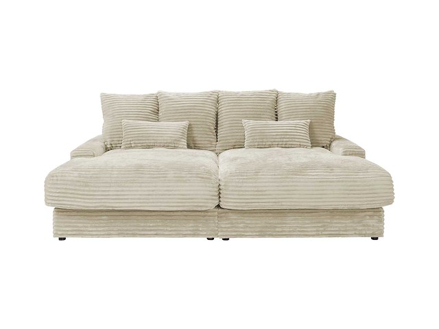 Beige 3-zits comfort diepe bank in beige ribfluweel van pascal morabito - afbeelding 2 van  8