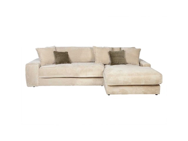 Beige corduroy rechterhoek bank met beige ribben van pascal morabito - afbeelding 2 van  6