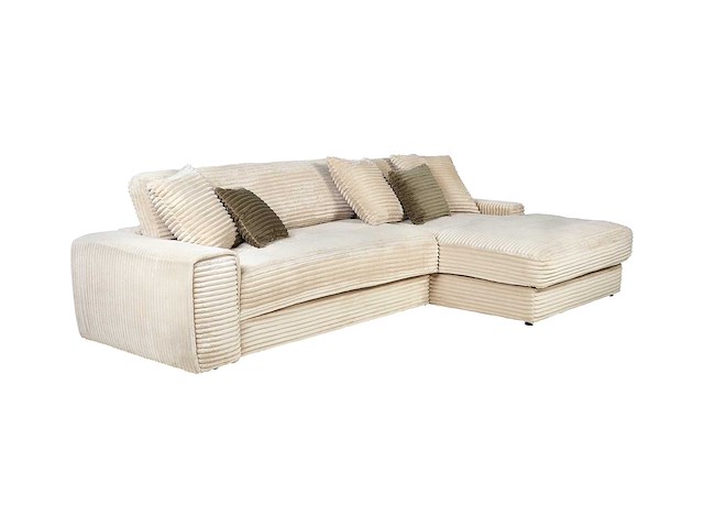 Beige corduroy rechterhoek bank met beige ribben van pascal morabito - afbeelding 3 van  6