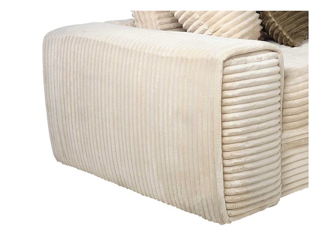 Beige corduroy rechterhoek bank met beige ribben van pascal morabito - afbeelding 4 van  6