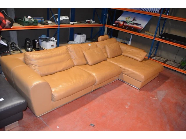 Beige lederen hoeksalon - afbeelding 1 van  7