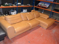 Beige lederen hoeksalon