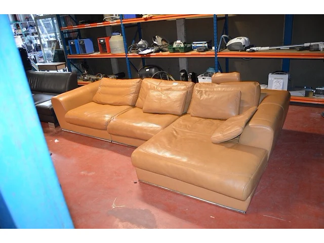 Beige lederen hoeksalon - afbeelding 2 van  7