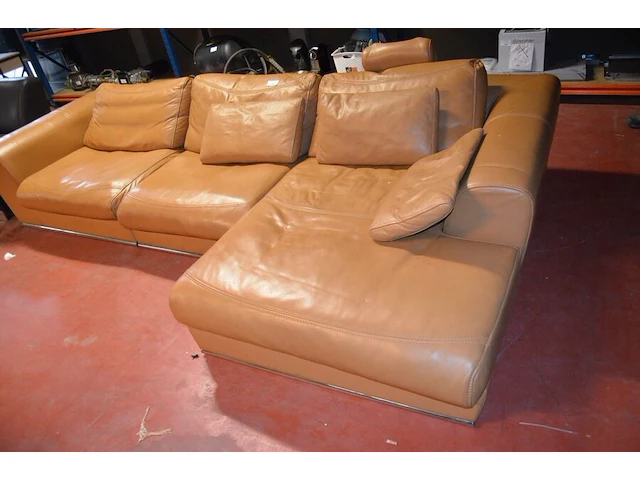 Beige lederen hoeksalon - afbeelding 4 van  7