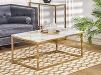 Beige salontafel met marmereffect en gouden poten