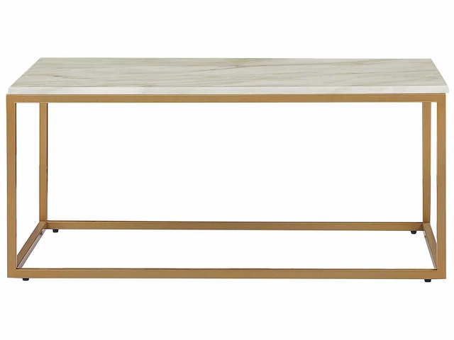 Beige salontafel met marmereffect en gouden poten - afbeelding 3 van  5