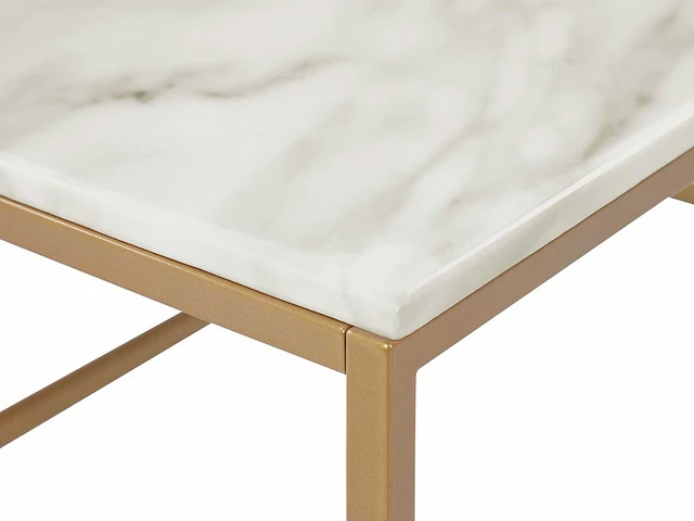 Beige salontafel met marmereffect en gouden poten - afbeelding 4 van  5