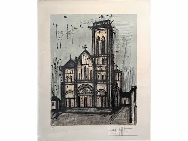 Bernard buffet (1928 - 1999) - basiliek van vézelay (1968) - afbeelding 1 van  6