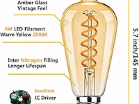Beslam e27 st64 vintage led-lamp - afbeelding 2 van  3
