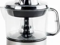 Bestron elektrische citruspers, sinaasappelpers incl. 2 perskogels en aromadeksel, motor met twee draairichtingen (links/rechts), sap reservoir: 0.7 liter, 40 watt, kleur: zilver - afbeelding 2 van  5