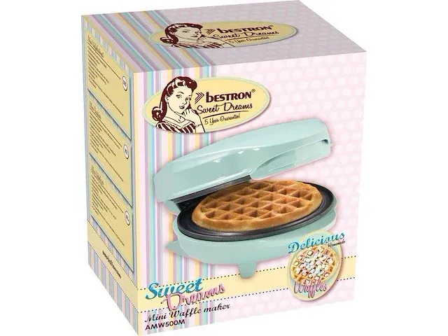 Bestron mini-wafelijzer voor klassieke wafels, wafelijzer met antiaanbaklaag, , retro design, 550 watt - afbeelding 4 van  4