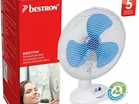 Bestron tafelventilator ø 27cm, ventilator met 2 snelheidsstanden & 75° graden draaifunctie, 30watt, ddf27w, kleur: wit - afbeelding 1 van  2