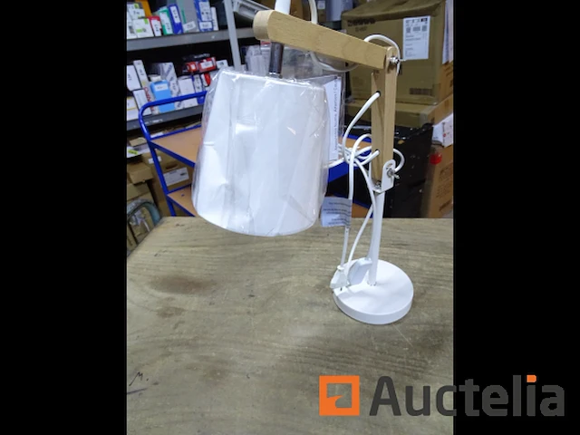 Beuken/metalen design bedlampje - afbeelding 2 van  4