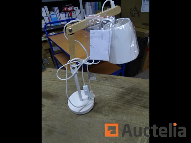 Beuken/metalen design bedlampje - afbeelding 3 van  4