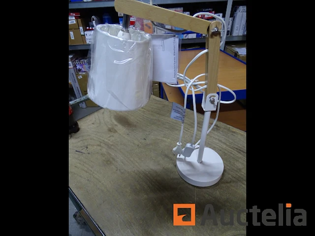 Beuken/metalen design bedlampje - afbeelding 1 van  4