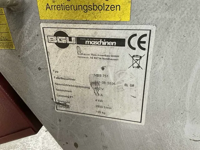 Bgu maschinen mbs 751 stationaire bandschuurmachine - afbeelding 5 van  7