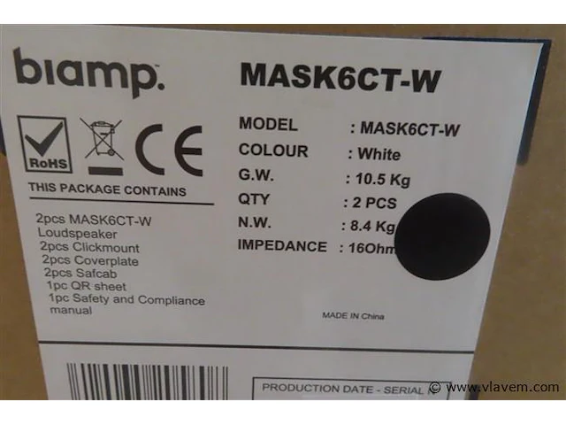 Biamp apart mask6ct-w speaker, 2 stuks, kleur wit - afbeelding 4 van  4