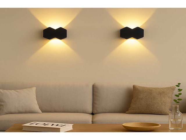 Bidirectionele led wandlamp – 4w – 3500k – ip54 – zwart – sw-51-2 (x6) - afbeelding 1 van  6