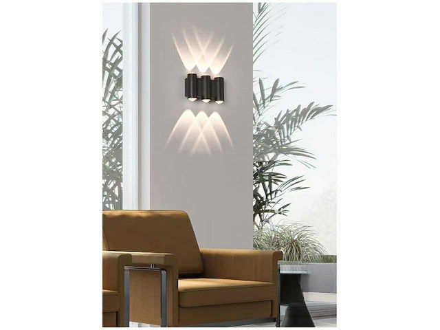 Bidirectionele led wandlamp – 6w – 3500k – ip54 – zwart – sw-47-3 (x6) - afbeelding 2 van  3