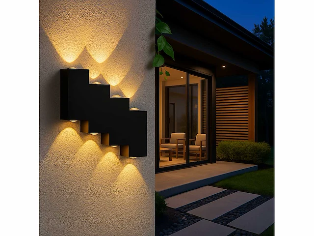 Bidirectionele led wandlamp – 8w – 3500k – ip54 – zwart – sw-45-4 (x6) - afbeelding 1 van  3