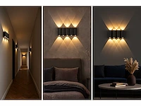 Bidirectionele led wandlamp – 8w – 3500k – ip54 – zwart – sw-47-4 (x10) - afbeelding 1 van  4