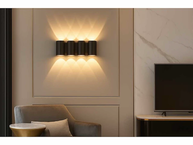 Bidirectionele led wandlamp – 8w – 3500k – ip54 – zwart – sw-47-4 (x10) - afbeelding 2 van  4