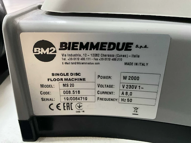 Biemmedue ms20 vloerreiniger 1-schijfmachine - afbeelding 6 van  7