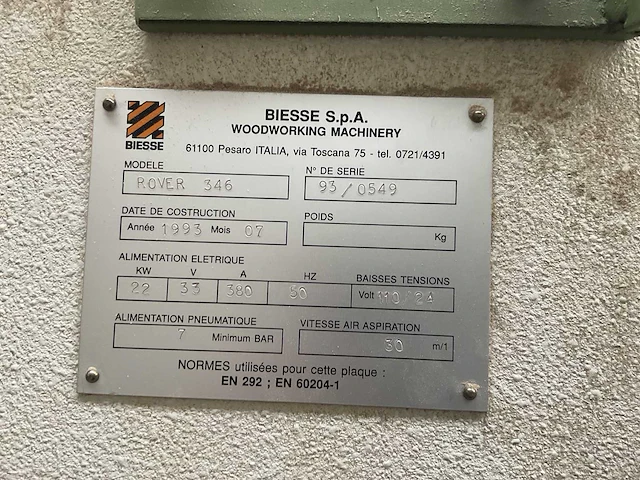 Biesse - rover 346 atc - cnc machining centres - 1993 - houtbewerking - houtbewerkingsmachines - afbeelding 2 van  10