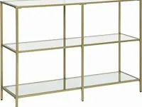 Bijzettafel - 3 planken - glas - goud - metaal - 100x30x73 - afbeelding 1 van  3