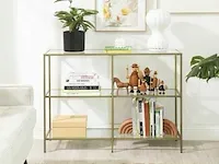 Bijzettafel - 3 planken - glas - goud - metaal - 100x30x73 - afbeelding 2 van  3