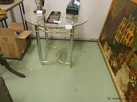 Bijzettafeltje in glas en koper - afbeelding 1 van  2