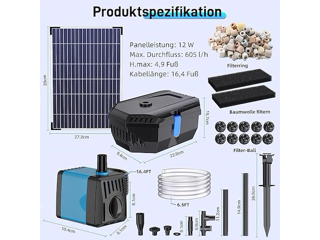 Biling vijverfilter op zonne-energie - afbeelding 3 van  5
