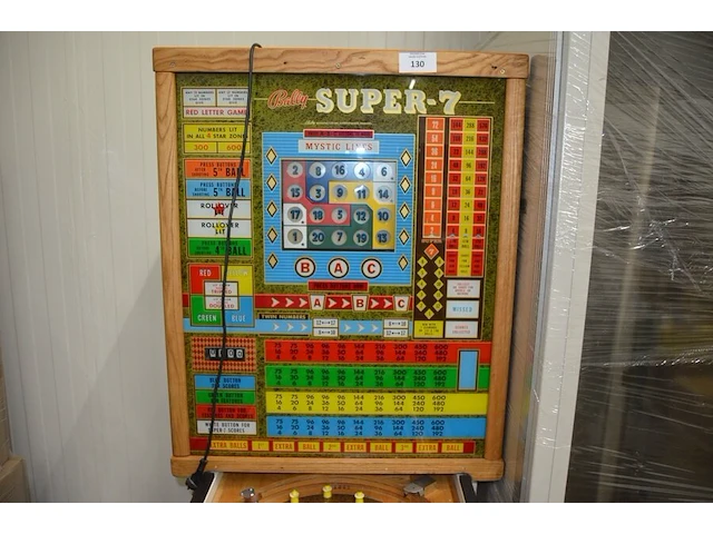 Bingo speelmachine bally super 7, schade aan glas - afbeelding 6 van  8