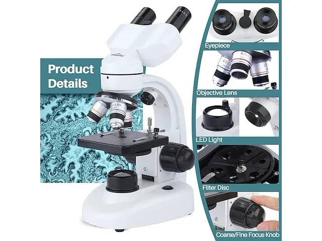 Binoculaire microscoop, 40x-1000x - afbeelding 2 van  3