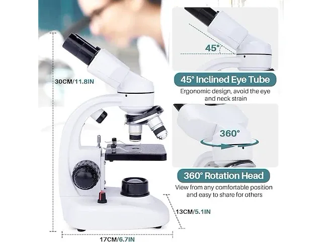 Binoculaire microscoop, 40x-1000x - afbeelding 3 van  3