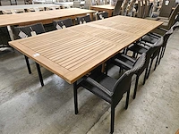 Birlington teak tuintafel 200-300 x 120cm natural teak top 4cm - afbeelding 1 van  4