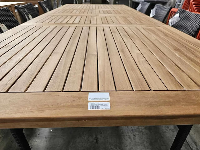 Birlington teak tuintafel 200-300 x 120cm natural teak top 4cm - afbeelding 4 van  4
