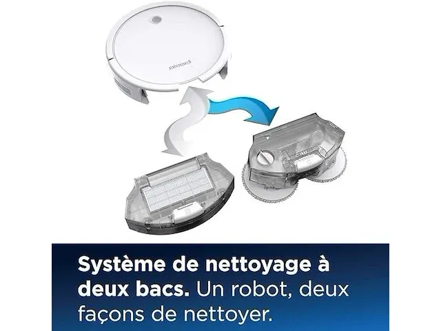 Bissell spinwave-robot, 2 in 1, stofzuiger en dweil, multi-oppervlak voor tapijten en harde vloeren, app-bediening, batterijduur van 130 minuten, compatibel met alexa, robotstofzuiger, 2931n - afbeelding 2 van  3