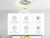 Bkzo 60cm led-plafondlamp met ventilator, plafondventilatorverlichting 24 niveaus windsnelheden - afbeelding 2 van  4