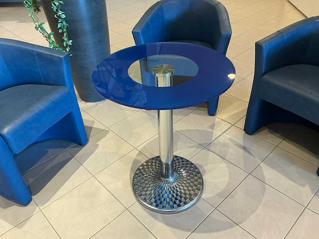 Blauwe kuipzetels (3x) met bijzettafeltje - afbeelding 5 van  8