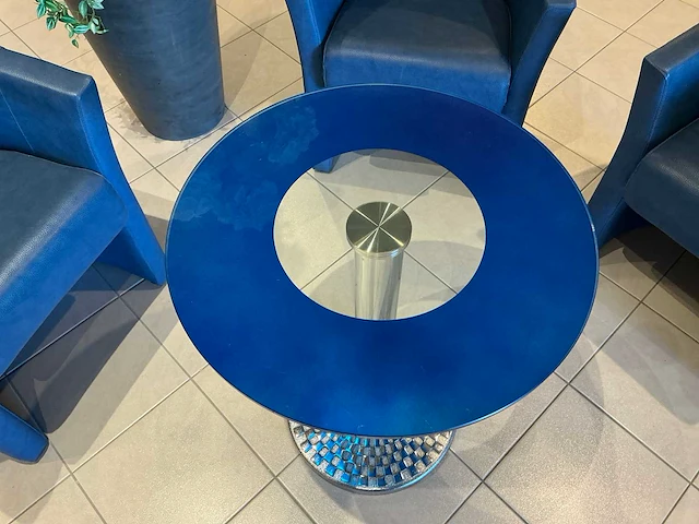 Blauwe kuipzetels (3x) met bijzettafeltje - afbeelding 6 van  8