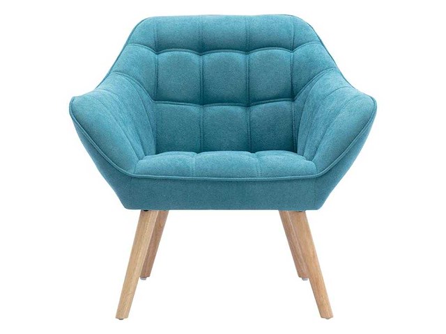 Blauwe stoffen fauteuil - afbeelding 2 van  6