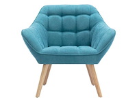 Blauwe stoffen fauteuil - afbeelding 2 van  6