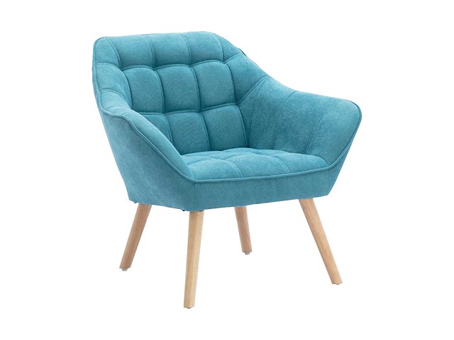 Blauwe stoffen fauteuil - afbeelding 3 van  6