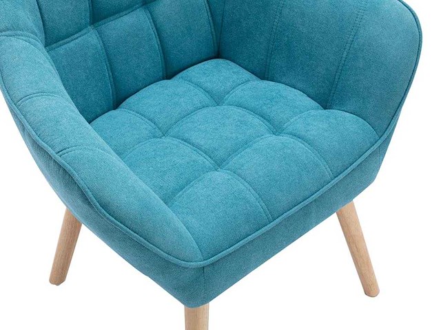 Blauwe stoffen fauteuil - afbeelding 5 van  6