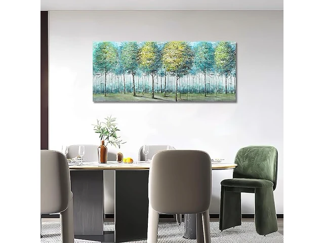 Blauwgroene bosboom ingelijste canvasprint - afbeelding 2 van  4