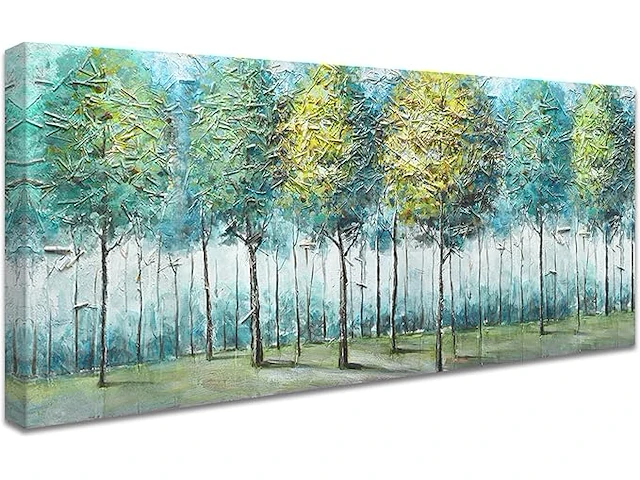 Blauwgroene bosboom ingelijste canvasprint - afbeelding 1 van  4