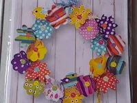 Bloemenkrans met hangers vogels - afbeelding 1 van  5