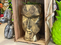 Bloempot in gezicht h90cm old gold - afbeelding 1 van  1