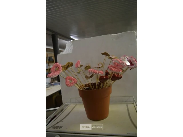 Bloempot met houten deco - afbeelding 1 van  2